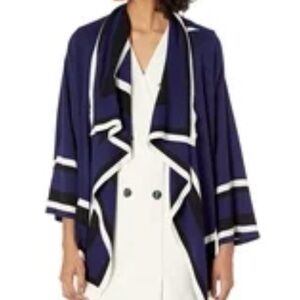 Anne Klein Navy and White Draped Cape